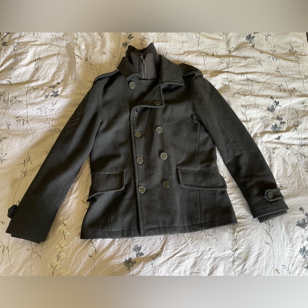 Bershka Men’s Black Peacoat